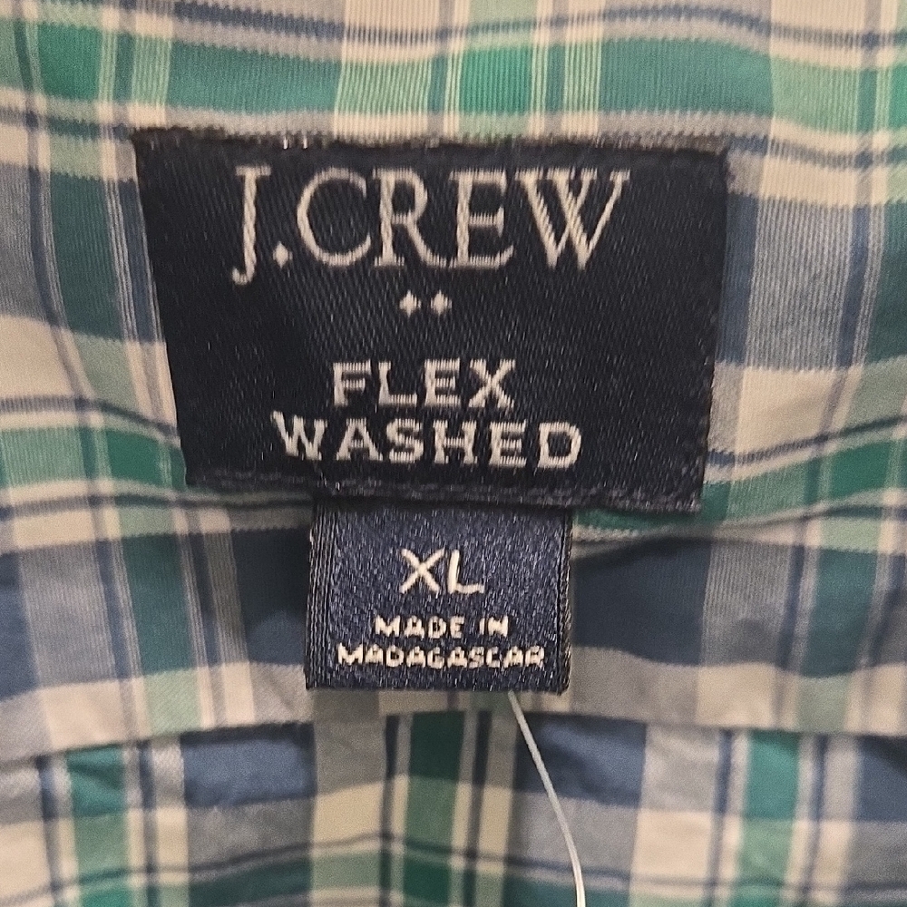 J. Crew Navy and Green Checkered Shirt - Picture 2 of 10